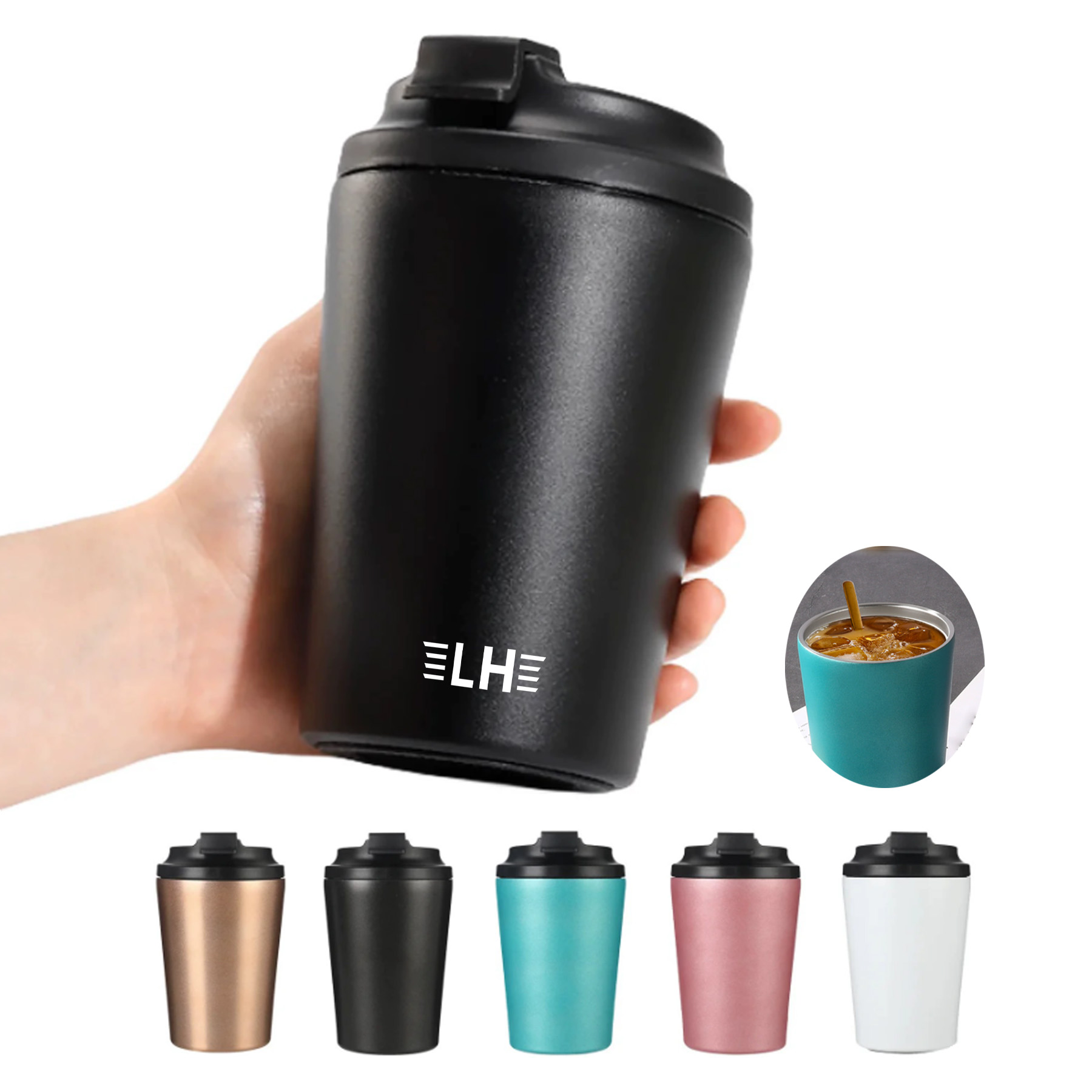 12oz Stainless Steel Minimalist Coffee Cup 2