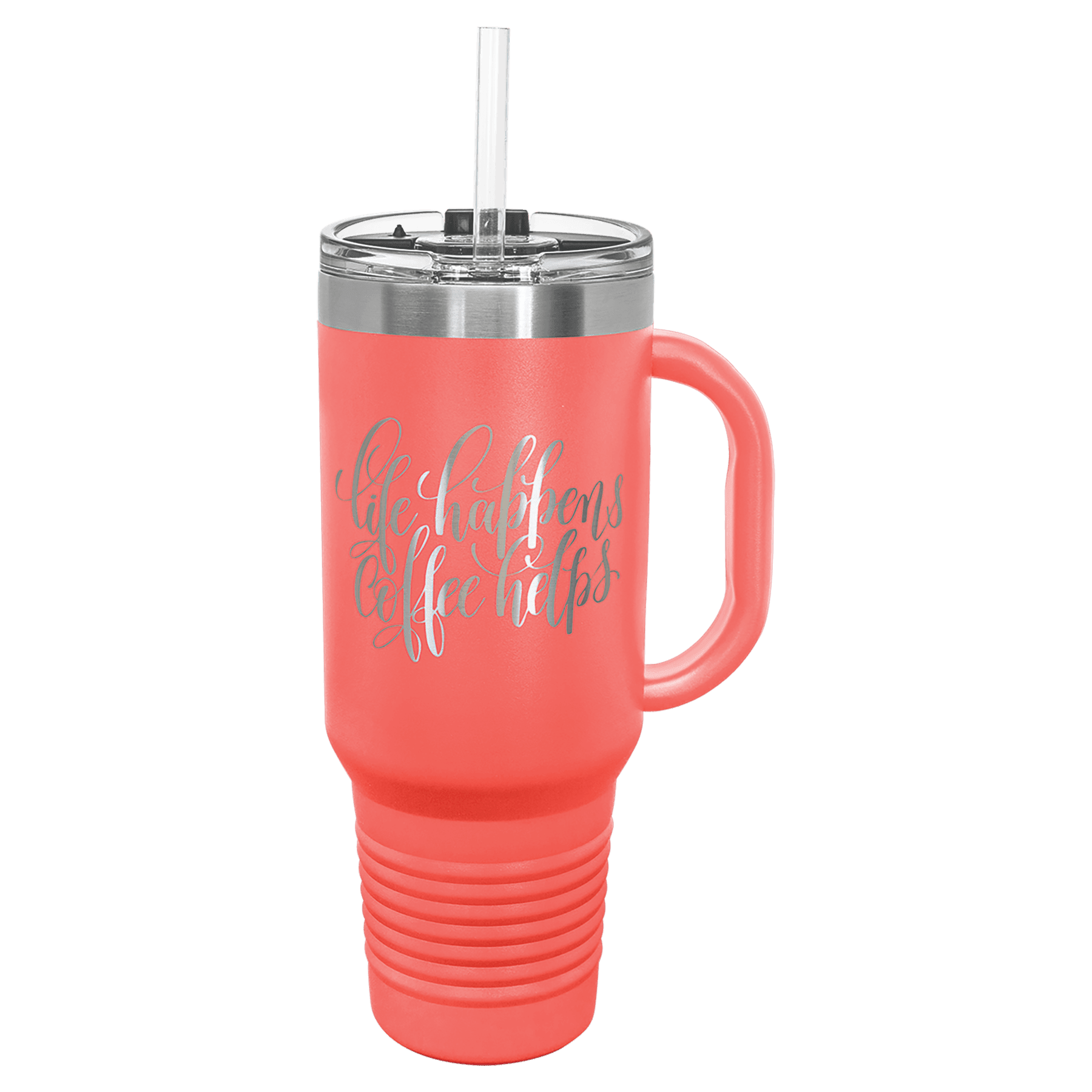 Polar Camel 40 oz. Coral Travel Mug with Handle, Straw Included, custom tumbler with logo imprint 2