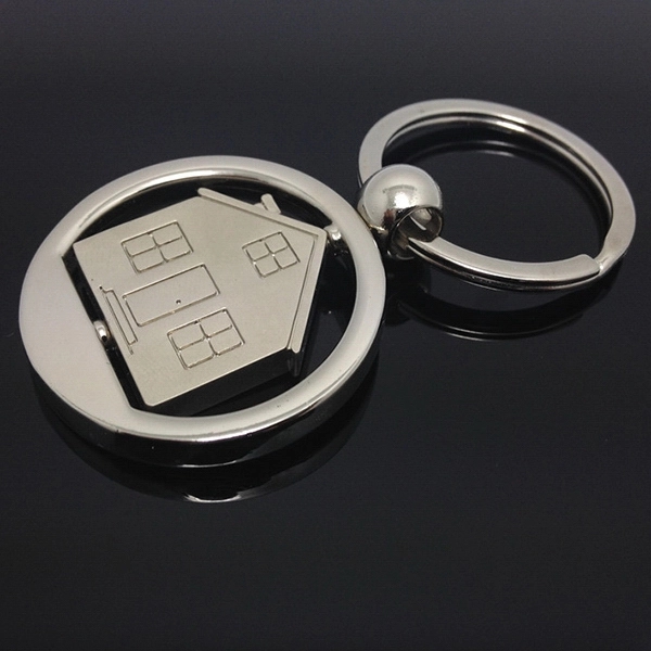 Rotatable House Shaped Metal Keychain 2