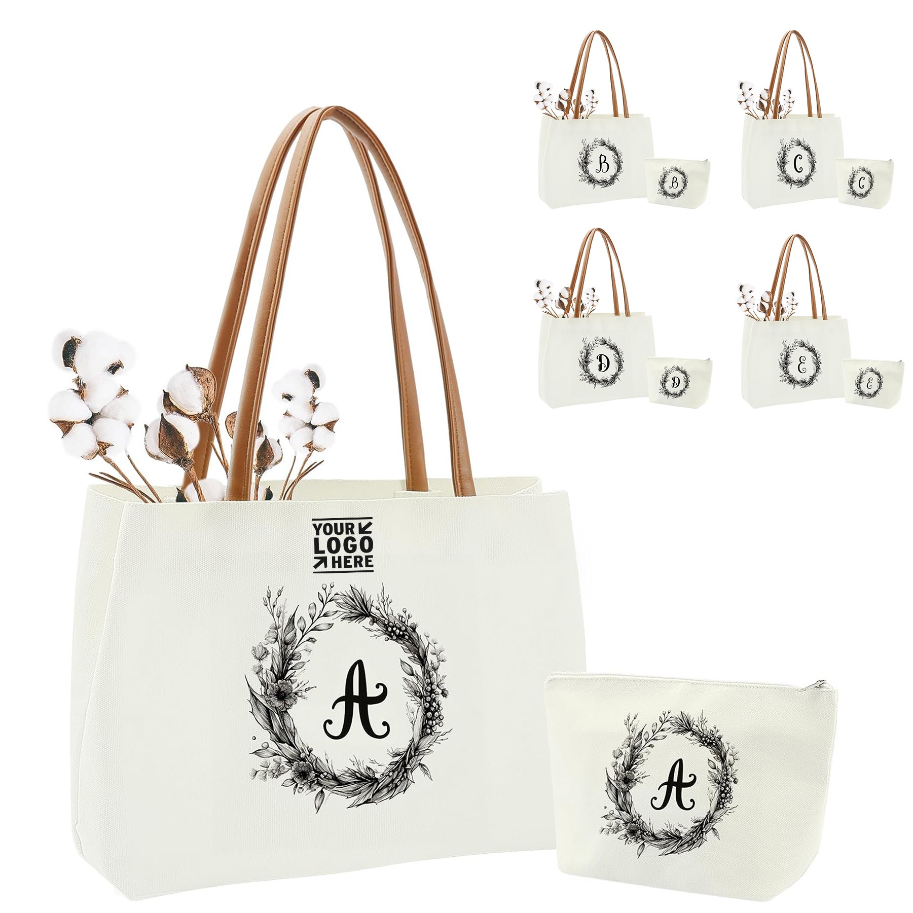 Personalized Birthday Gifts Inner Pocket Canvas Tote Monogrammed Make Up Bag 2