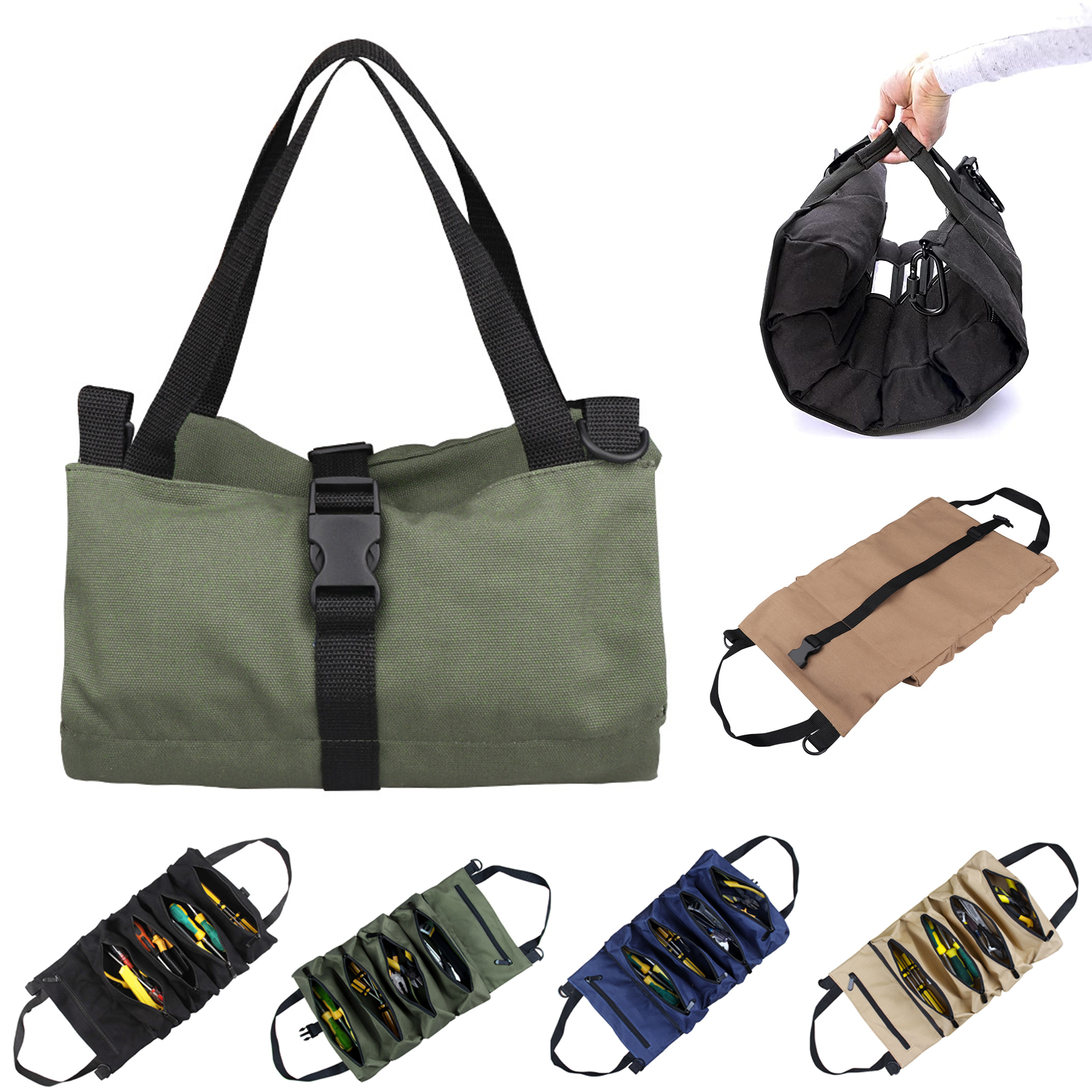 16OZ Canvas Tool Roll Organizer Up Pouch 3