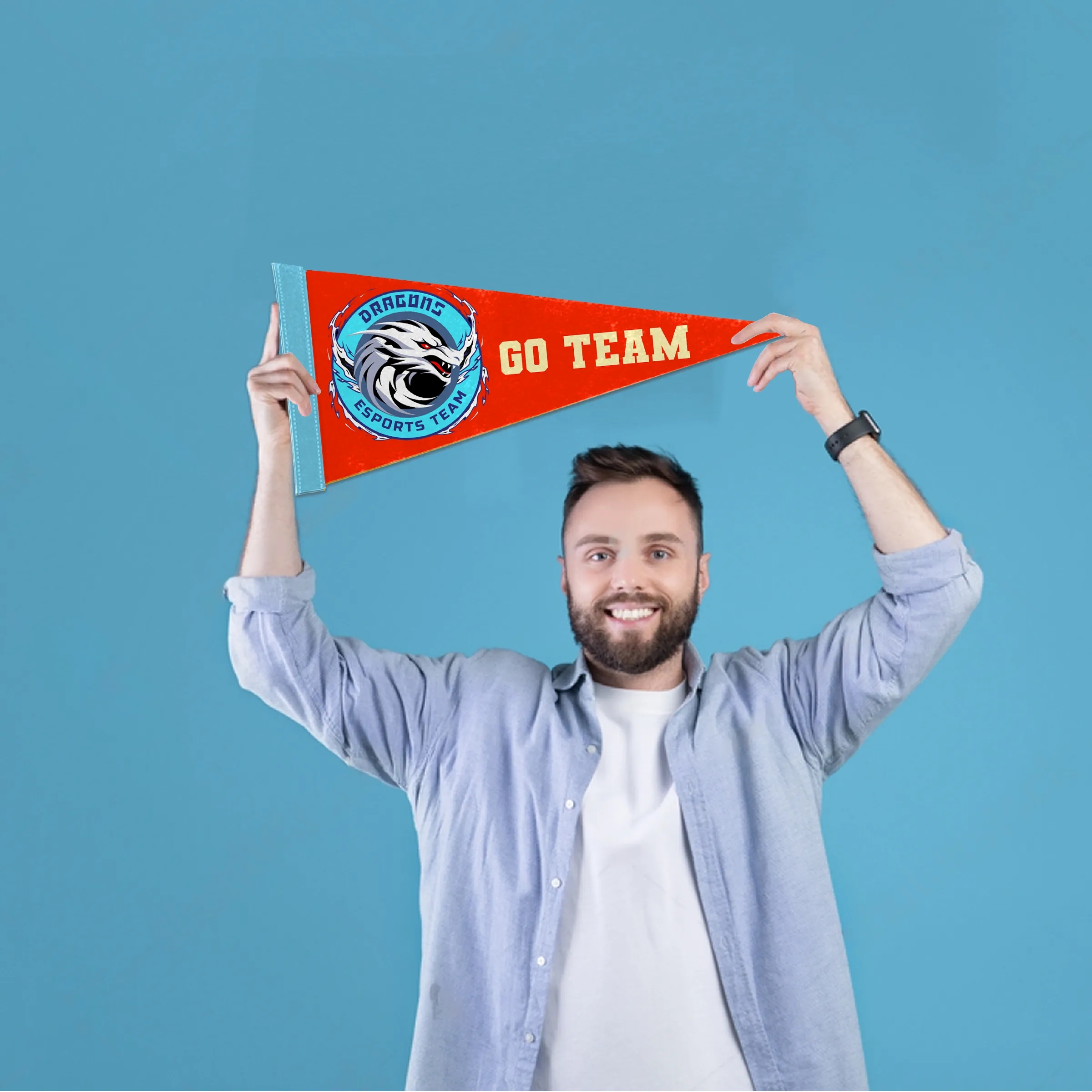 12"x30" Custom Full Color Printed Felt Pennant - 2ply 2-Side 1