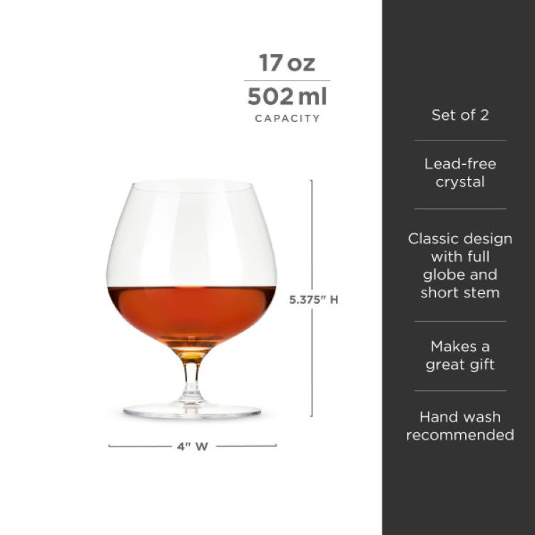 Viski® Crystal Wingback Brandy Glass, set of 2 7