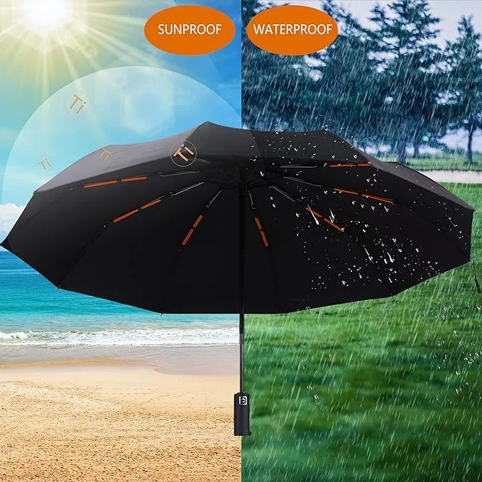 42" Automatic Vinyl Sunshade Folding Umbrella 7