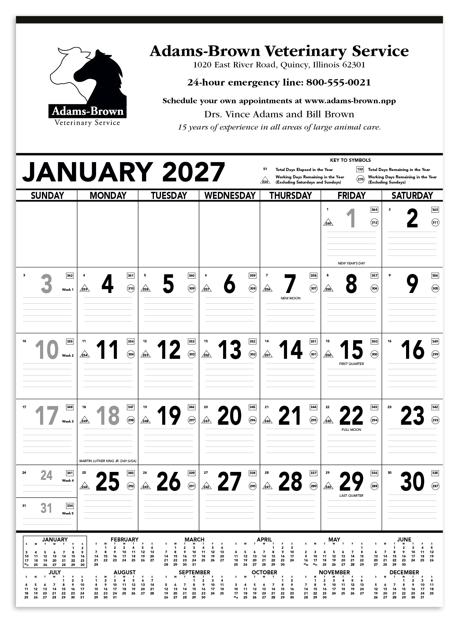 Triumph® Calendars Black & White Contractor Memo Calendar 8