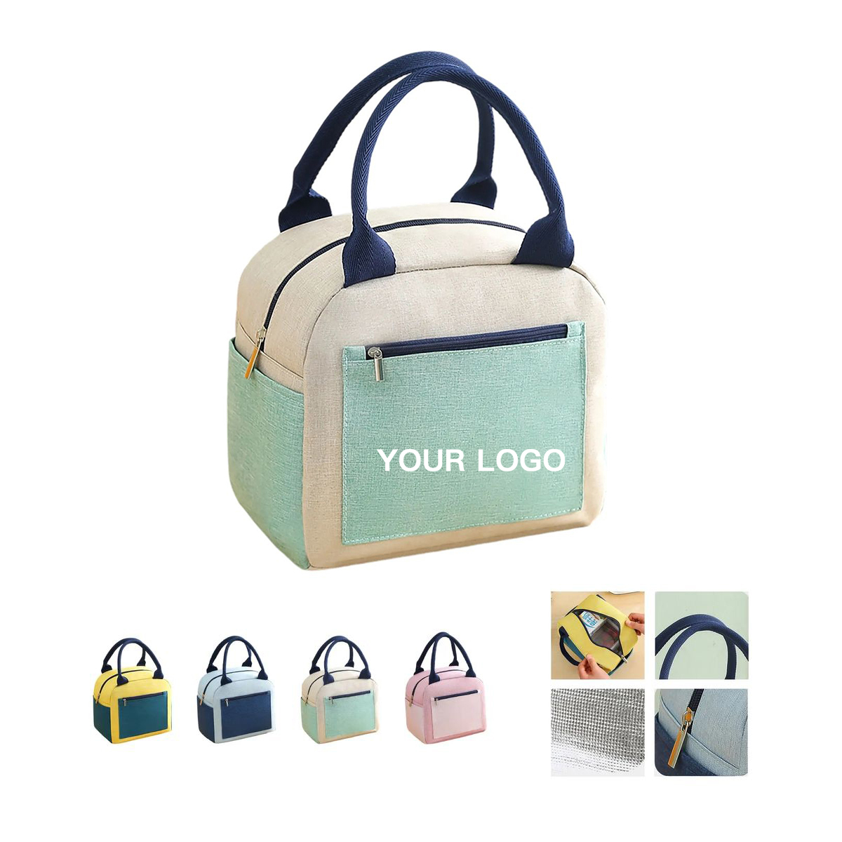Insulated Oxford Lunch Bag with Side Mesh Pocket 6