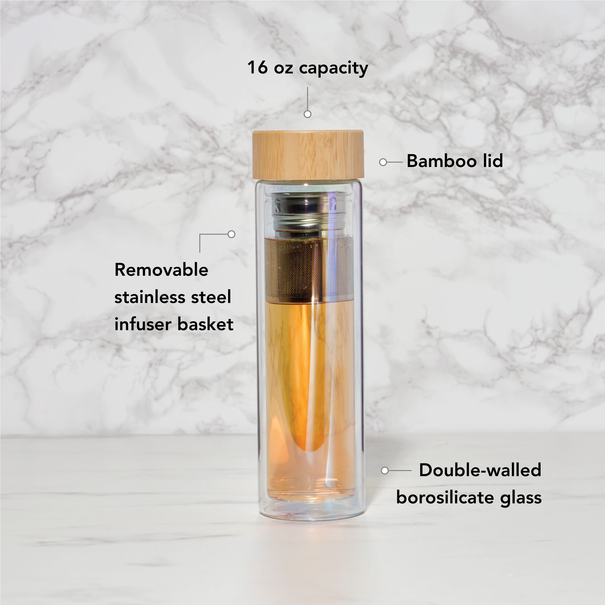 Pinky Up® Blair™ Glass Travel Tea Mug 3