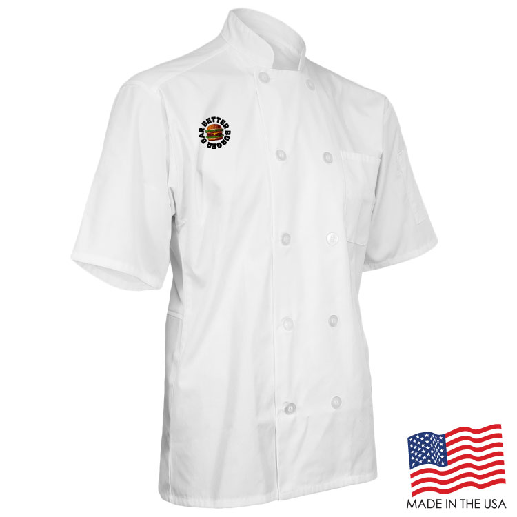 Mesh Back Chef Coat with Short Sleeves (EMBROIDERED LOGO) 5