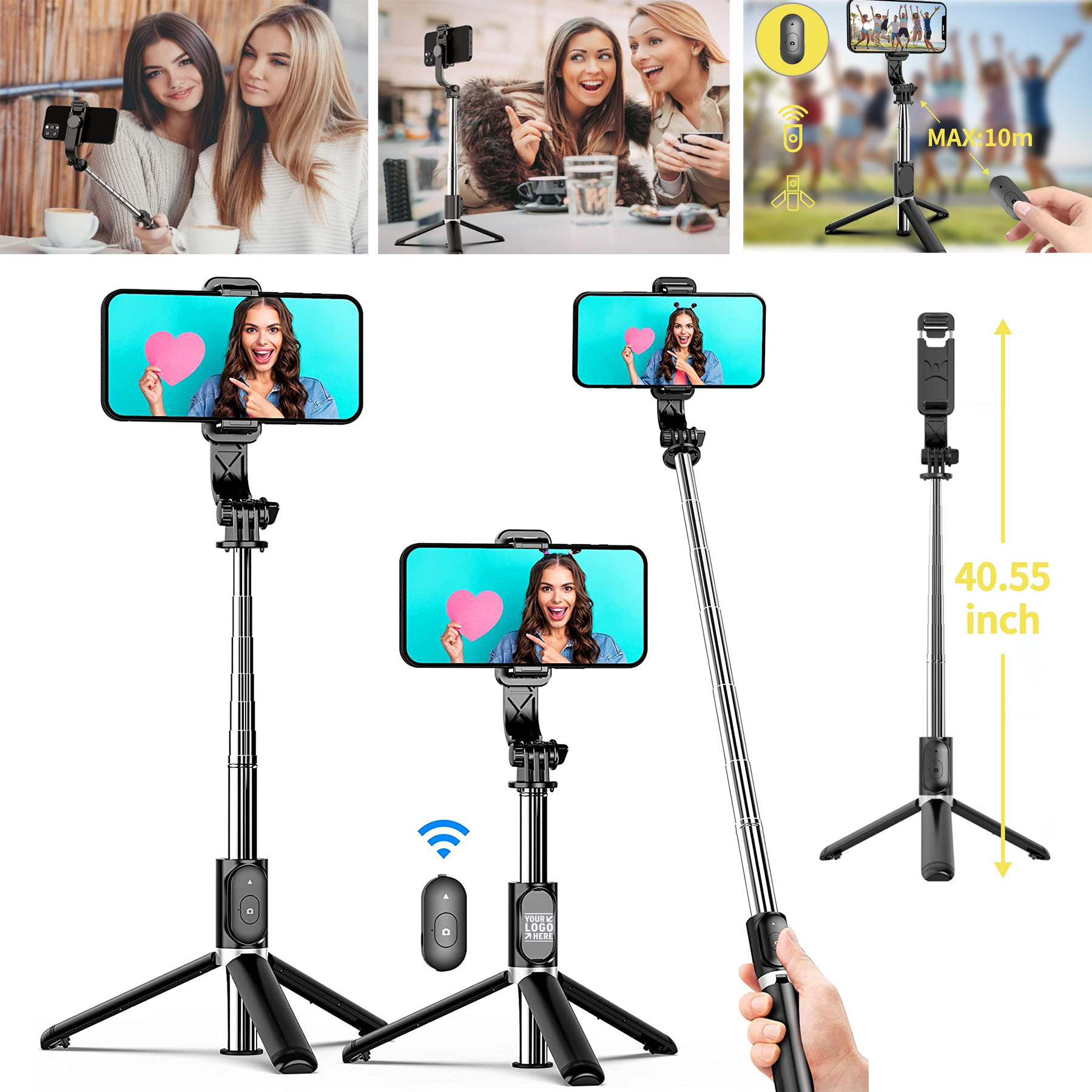 All in One Extendable Portable Wireless Remote iPhone Galaxy Note Tripod Selfie Stick