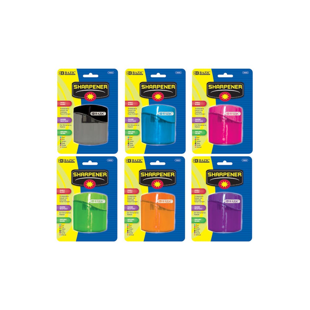 Sharpeners - Dual Blades Shavings Receptacle Assorted Colors 2