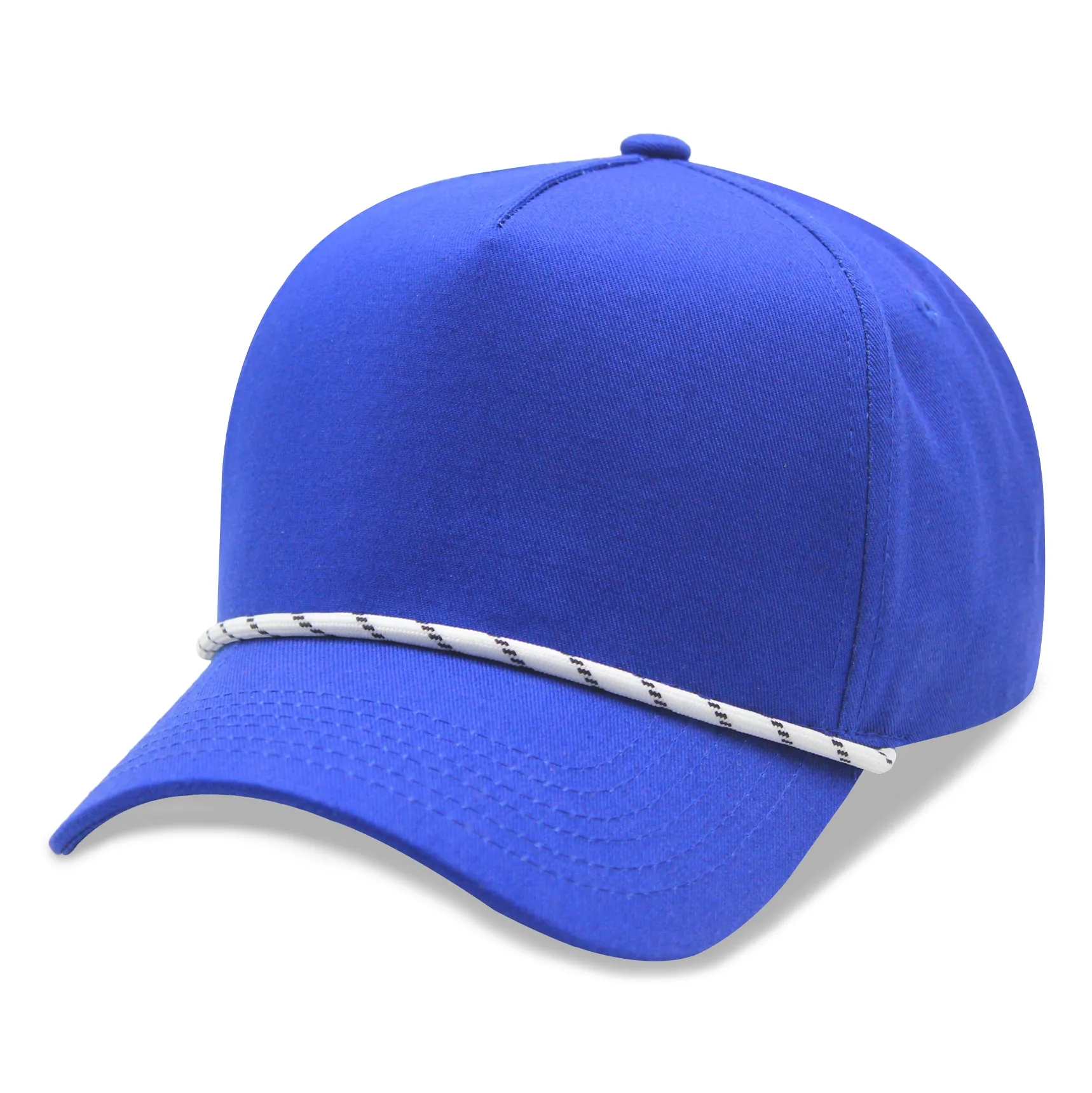 A Frame 5 Panel High Profile Curved Visor Golf Cap w/Rope
