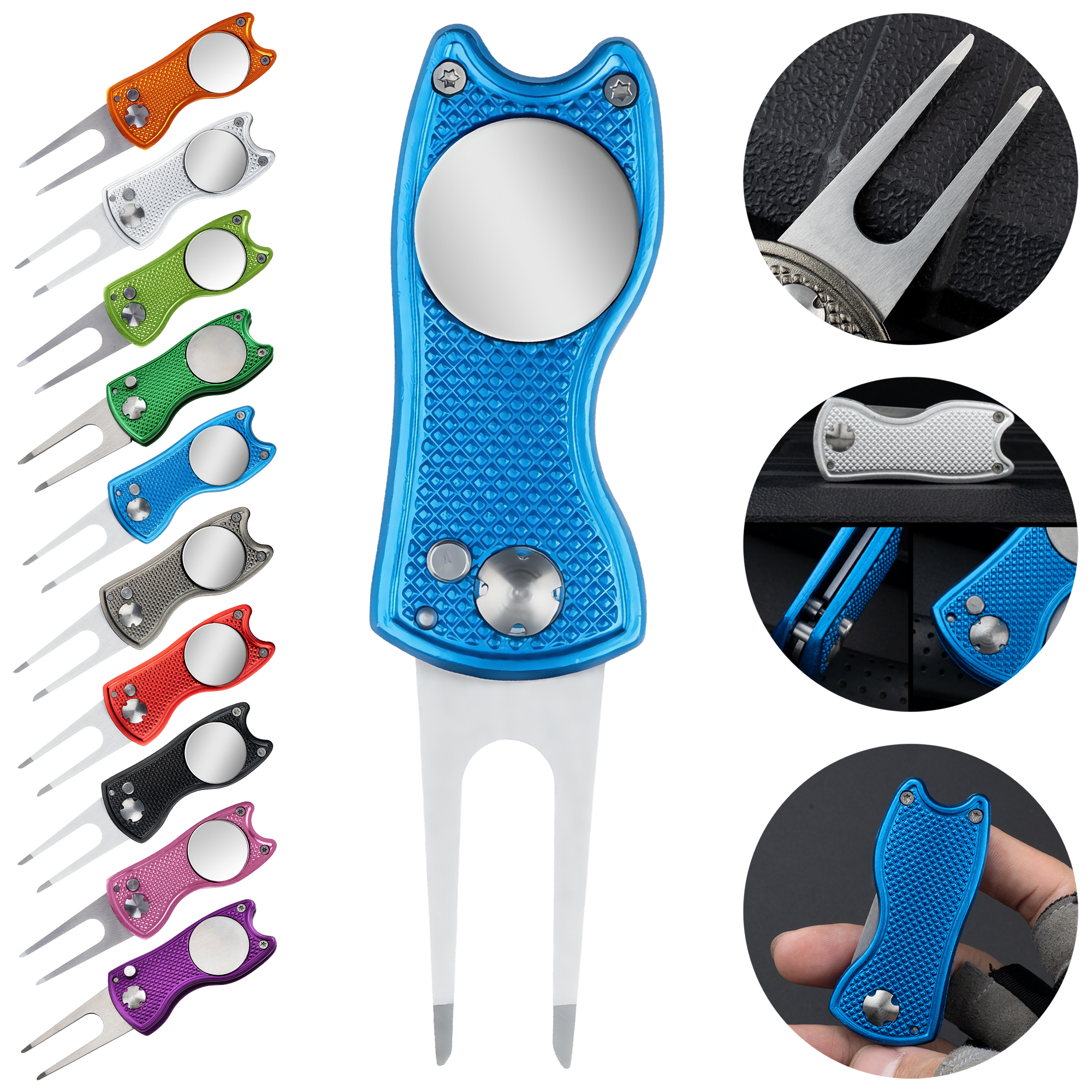 Aluminum Golf Ball Fork with Auto Spring Open 7