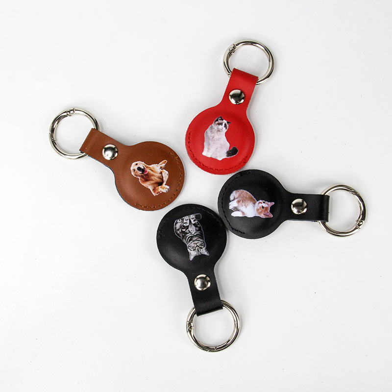 Genuine Leather AirTag Case with Key Ring 2