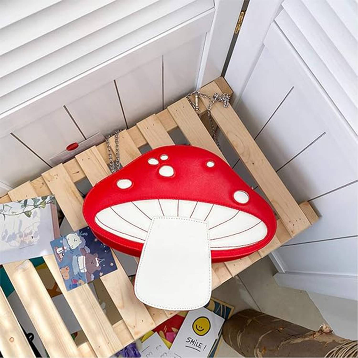 Youngy Women Mushroom Shape PU Leather Shoulder Bag 8