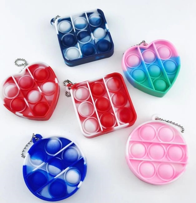 Heart Push Bubble Pops Fidget Keychain 1