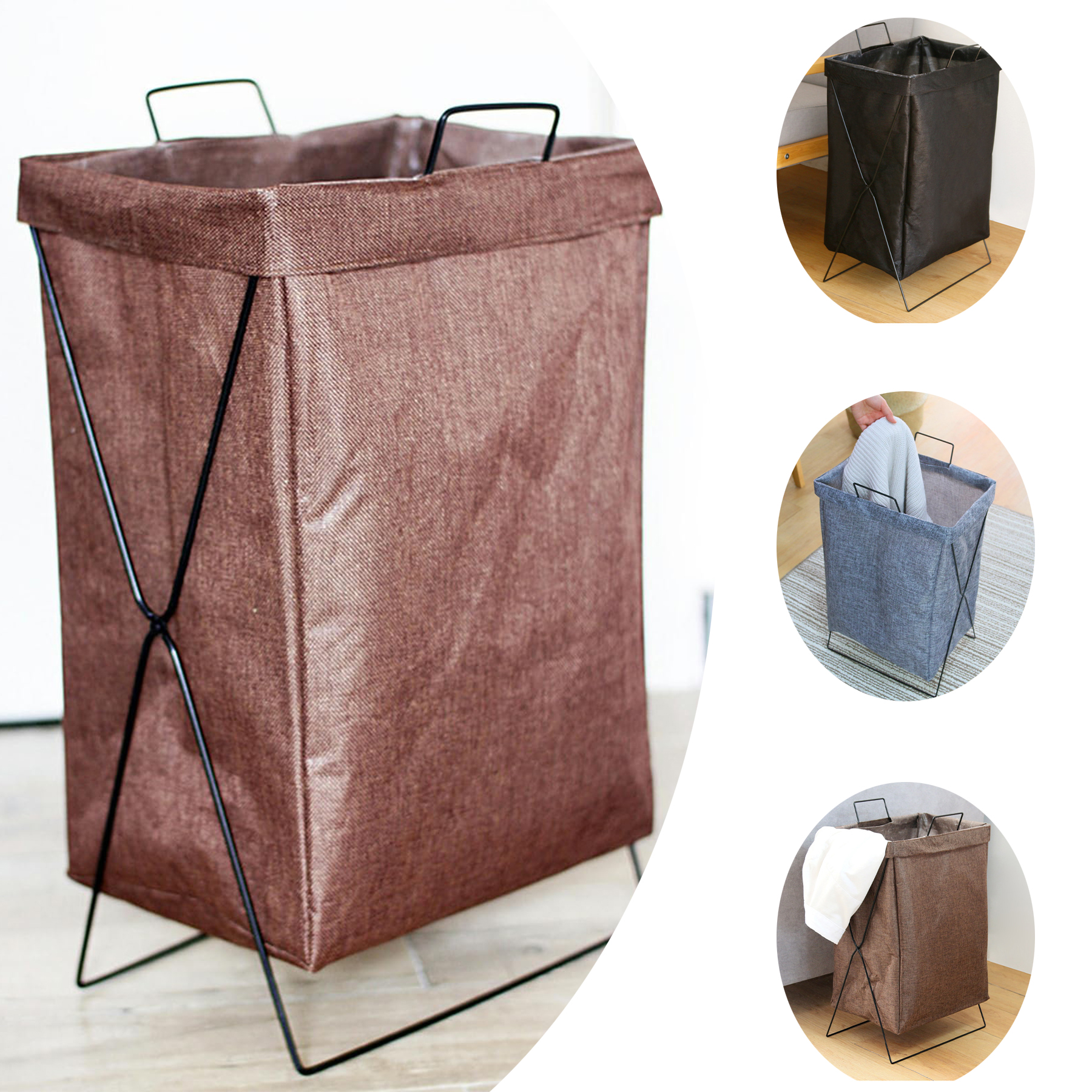 Thickened Iron Frame Dirty Clothes Basket 2