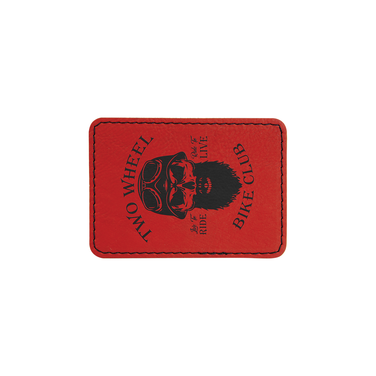 3" x 2" Red Leatherette Rectangular Patch with Adhesive