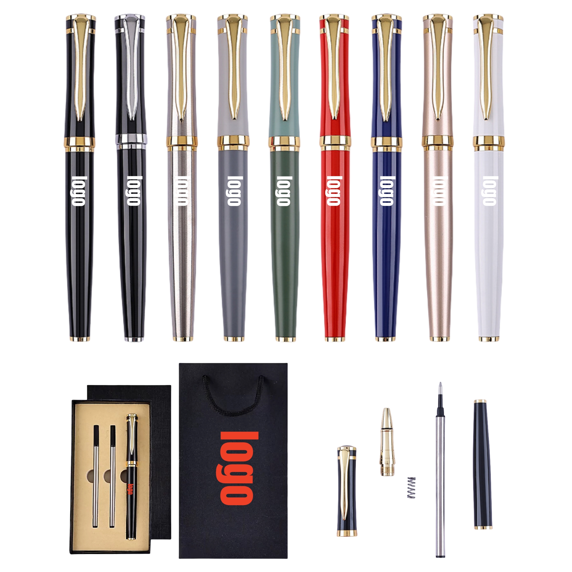 Luxury Metal Business Pen ?C Custom Logo, Black Gift Box 2