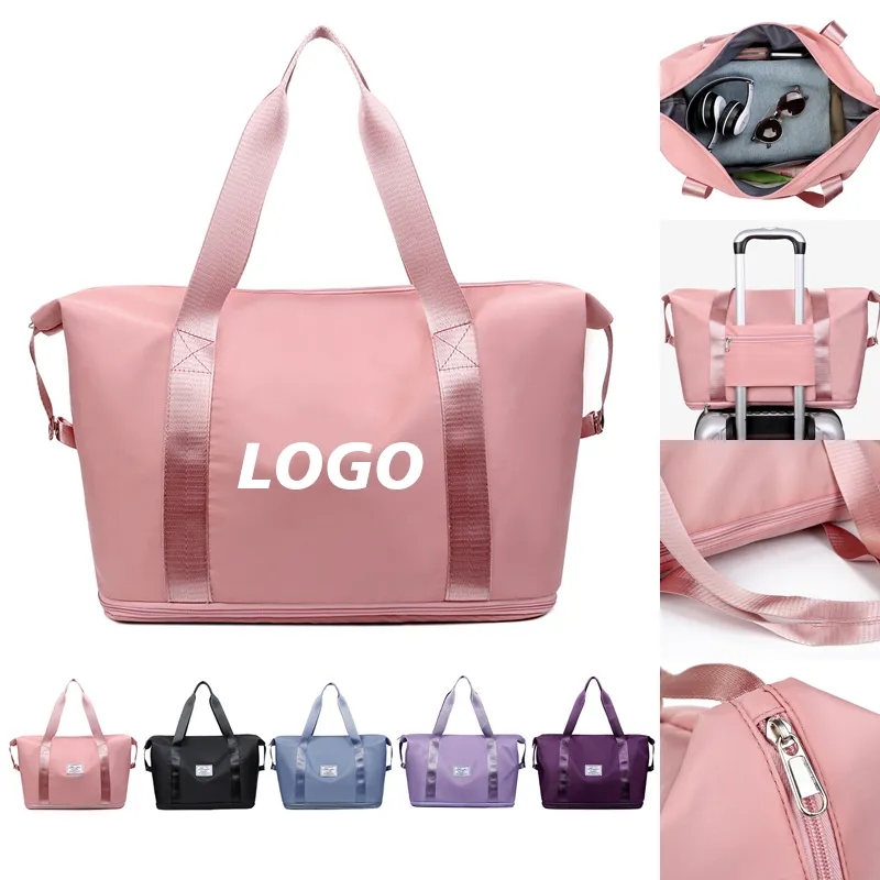 Custom Large Capacity Folding Travel Bag with Luggage Sleeve 2