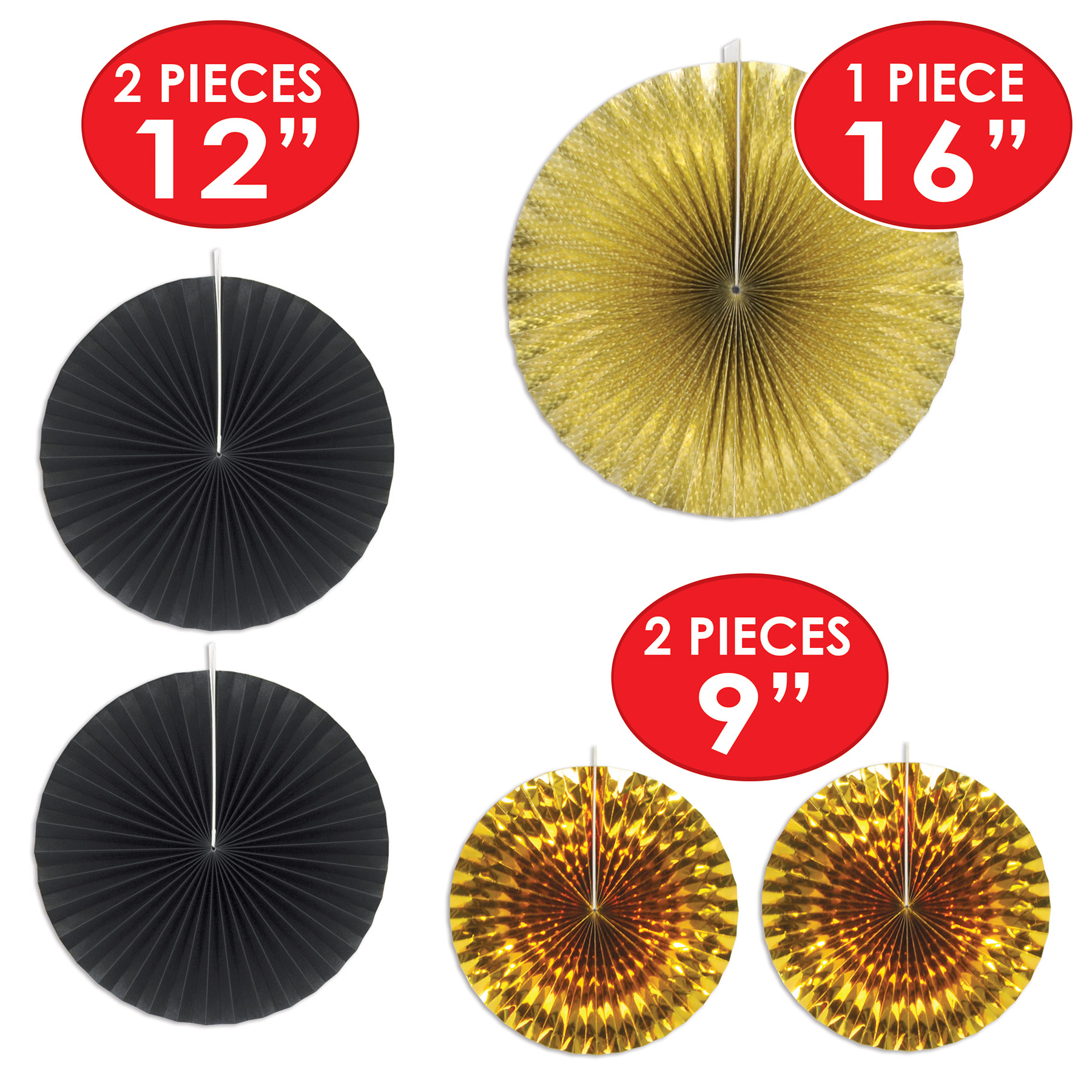 Assorted Paper & Foil Decorative Fans 2