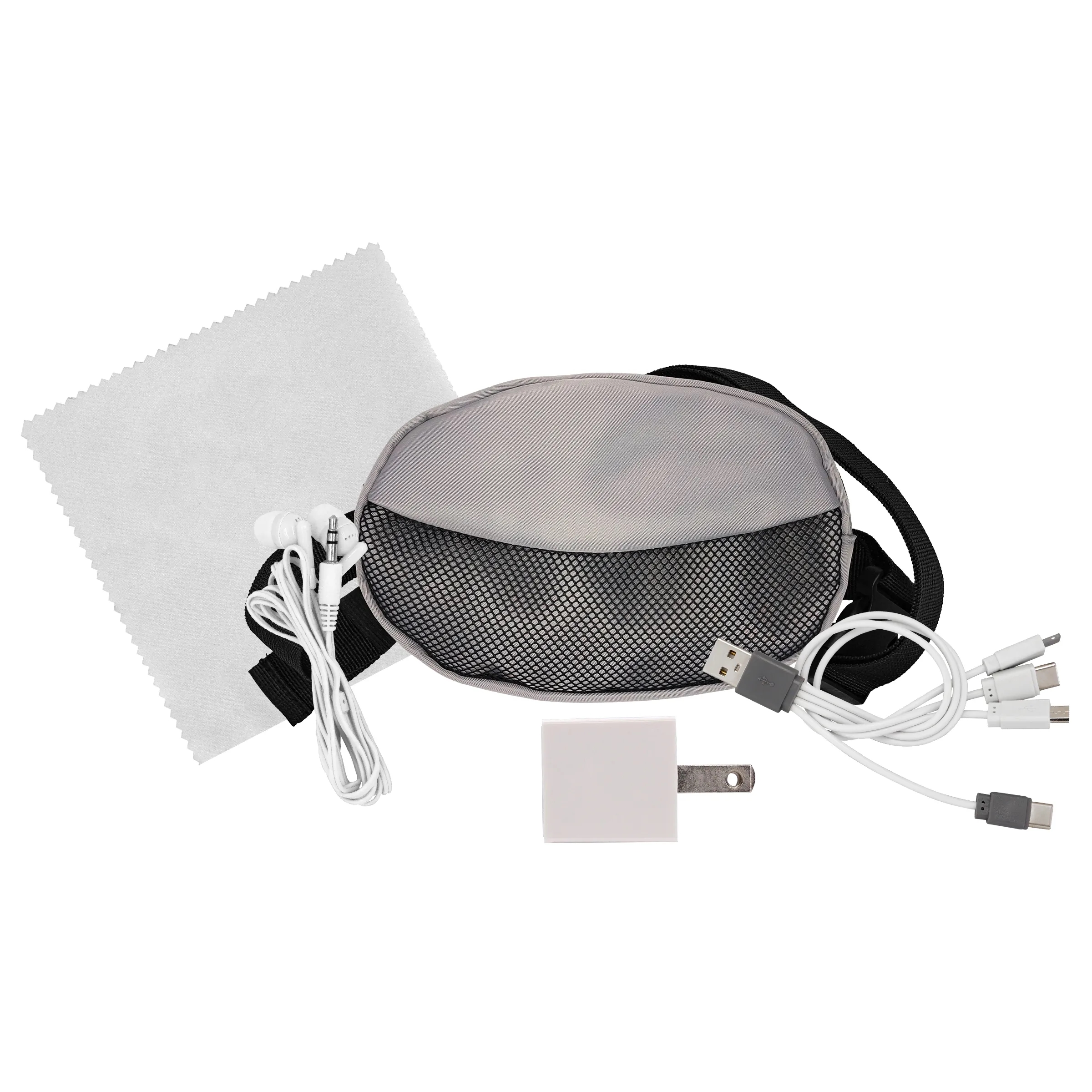 Sporty Charging Ear Bud and Cloth Travel Set 12