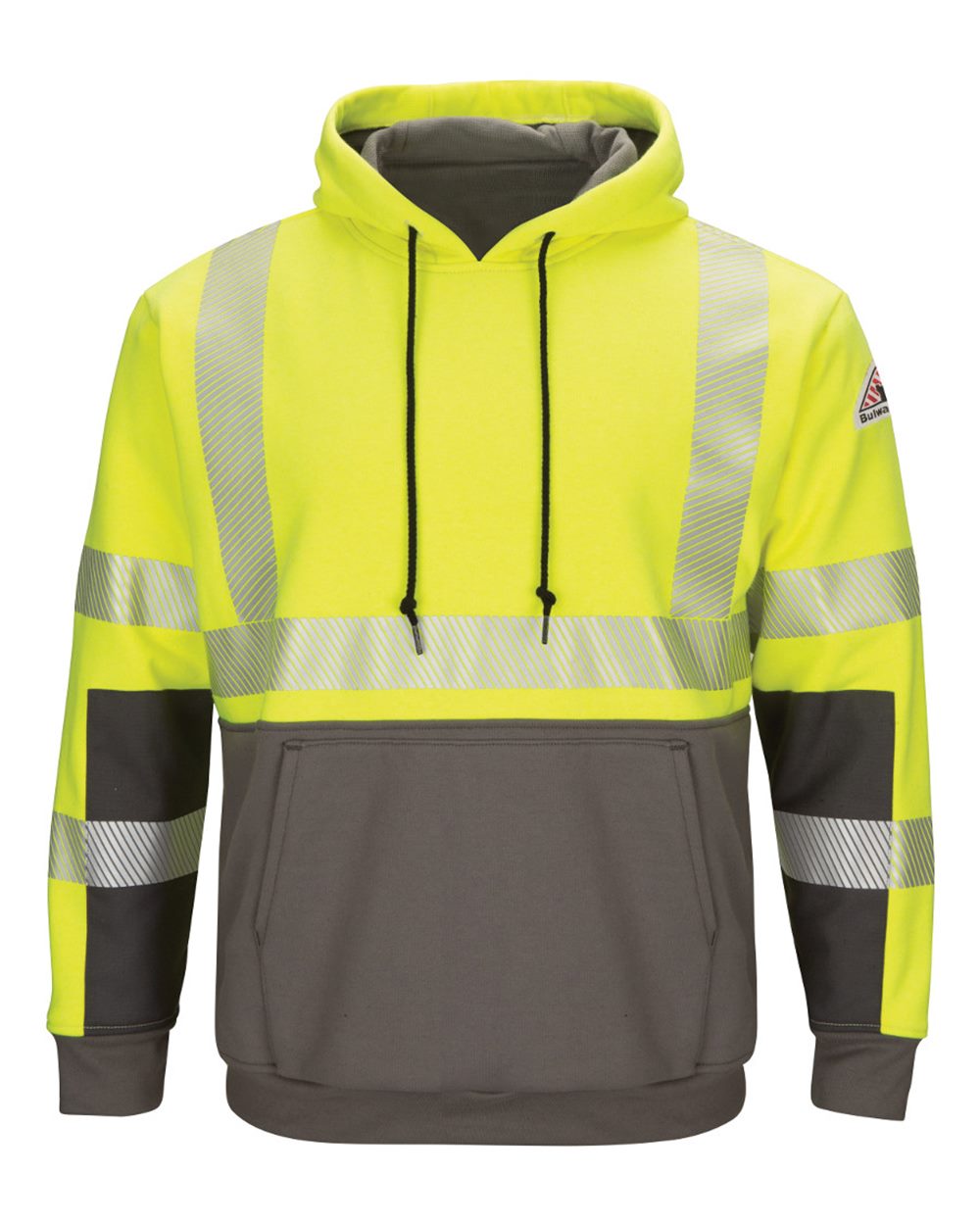 Hi-Visibility Color-Blocked Pullover Hooded Fleece Sweatshirt