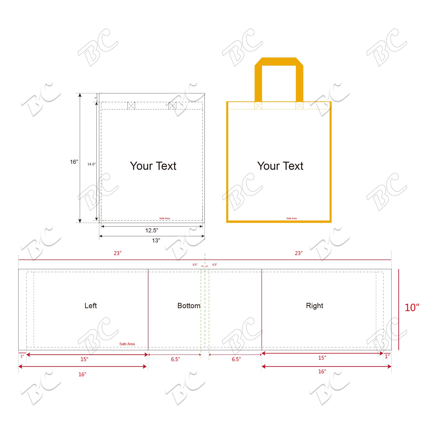 Free Shipping 80 gsm PET Non-Woven Color Trim Full-Color Sublimated Tote Bag 8