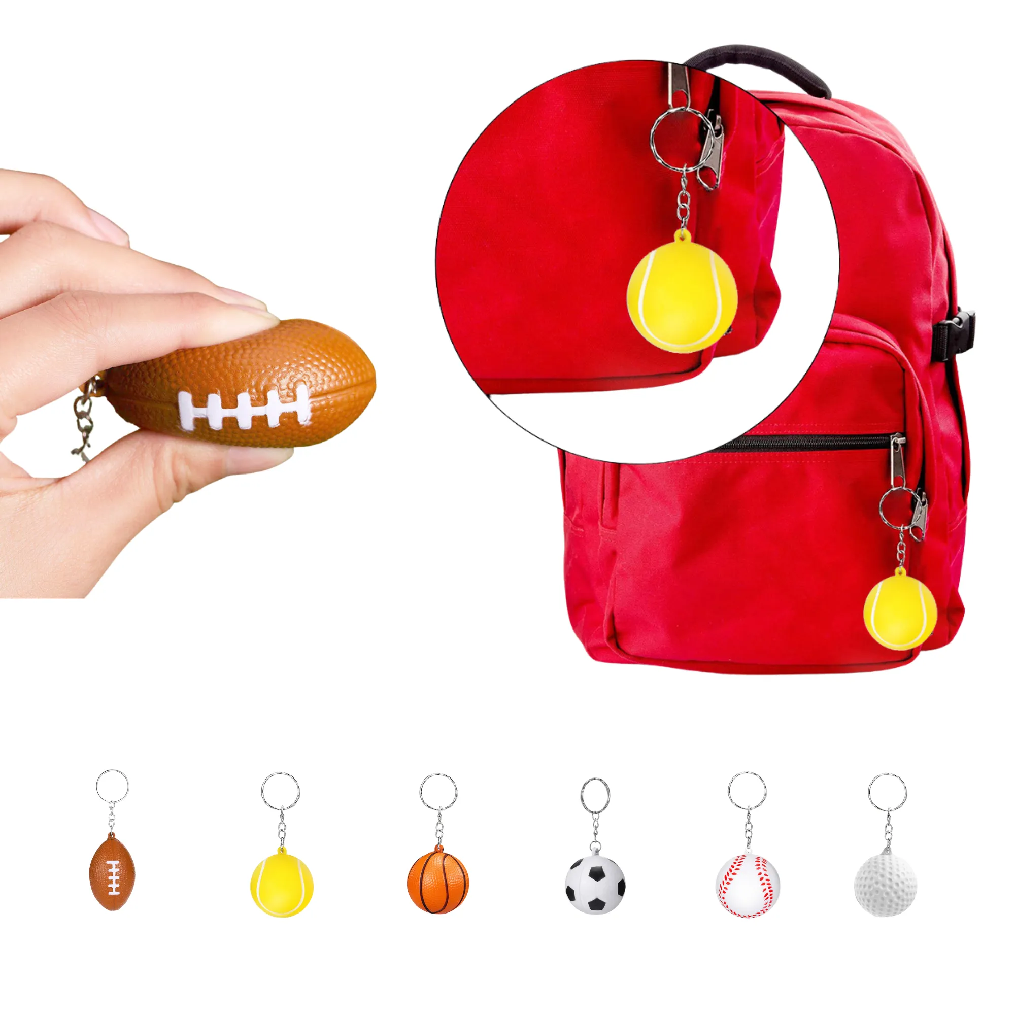 Fun Stress Ball Keychain Backpack Pendant 2