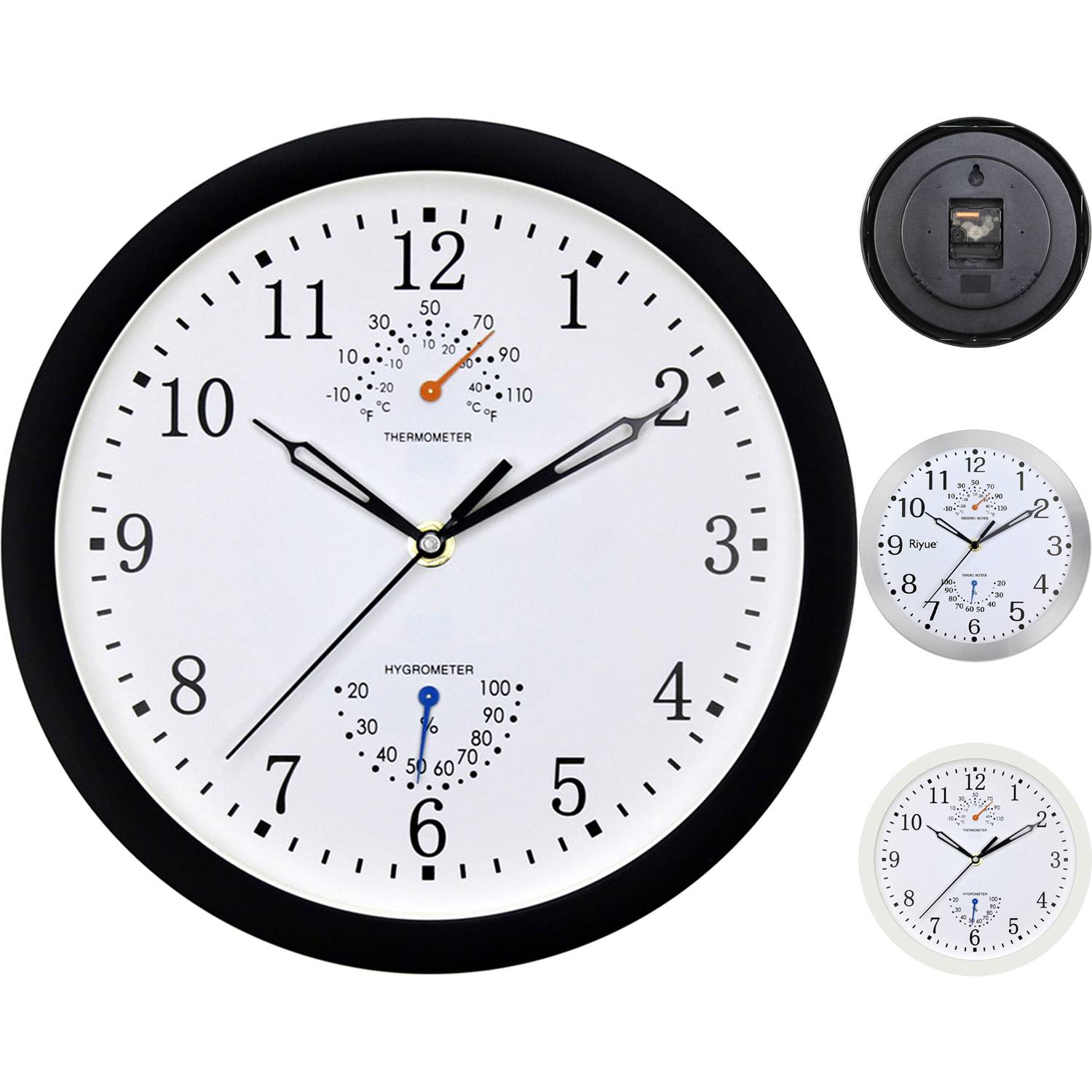 10 In Round Wall Clock with Temperature & Humidity 5