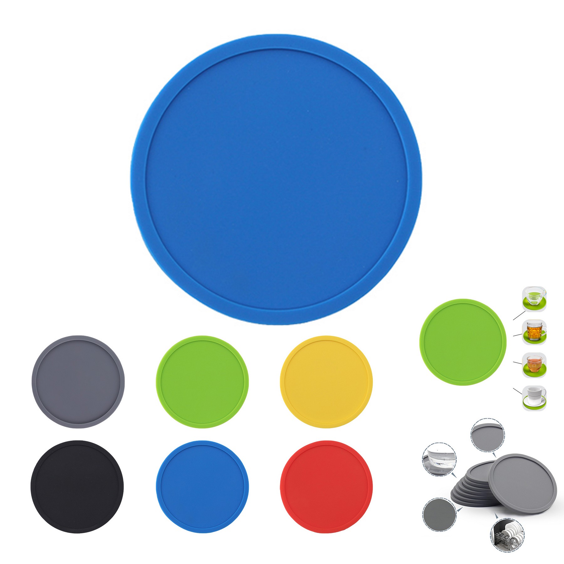 10 In Silicone Anti Slip Circular Coaster 3