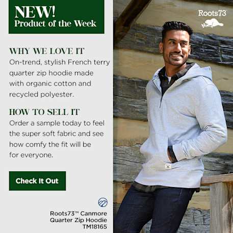 Roots73 CANMORE Eco Quarter Zip Hoody - Unisex, custom hoodie or sweatshirt with logo imprint 61