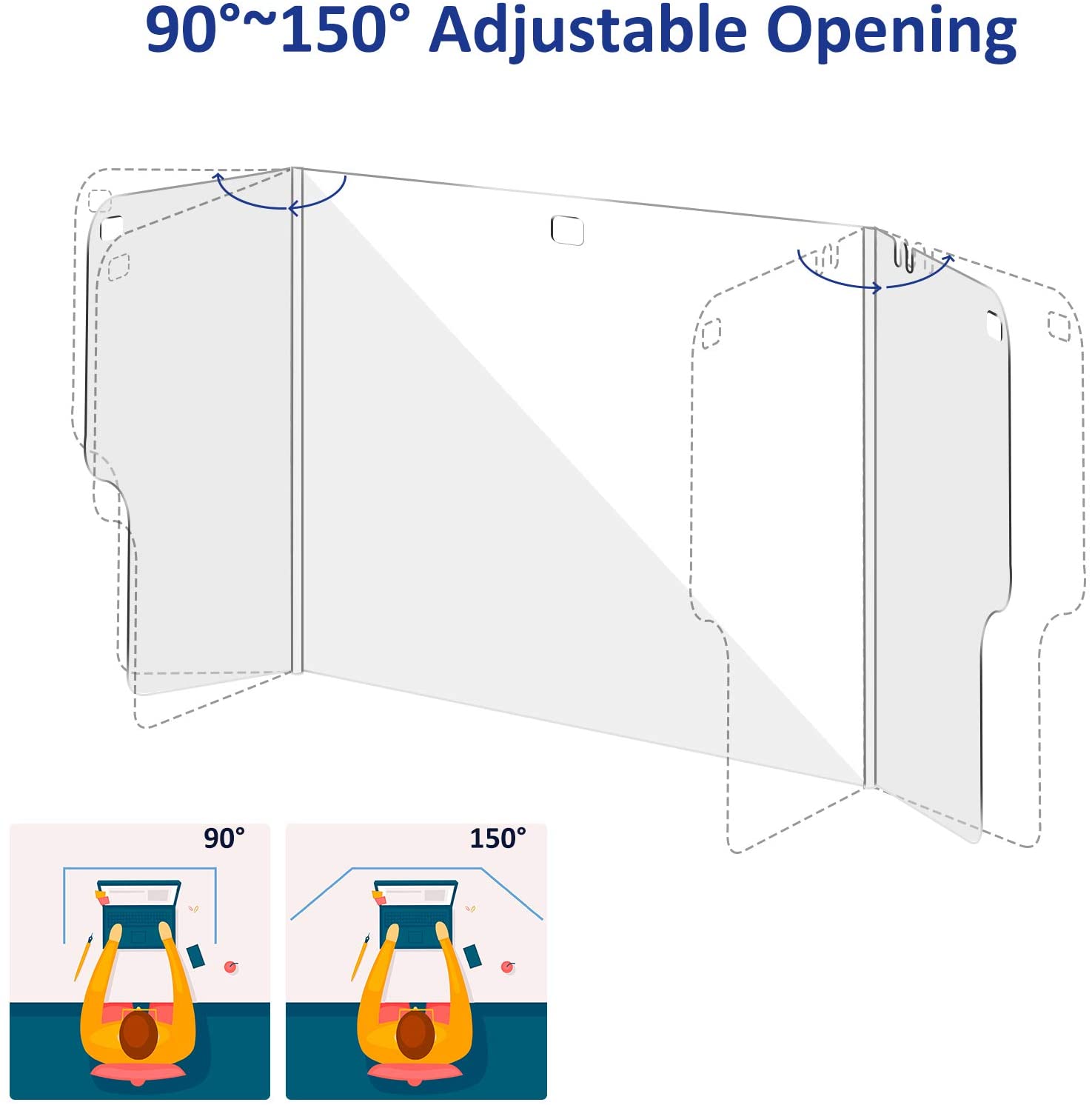 Sneeze Guard for School Business Desk/Table w/Adhesive Stands 4