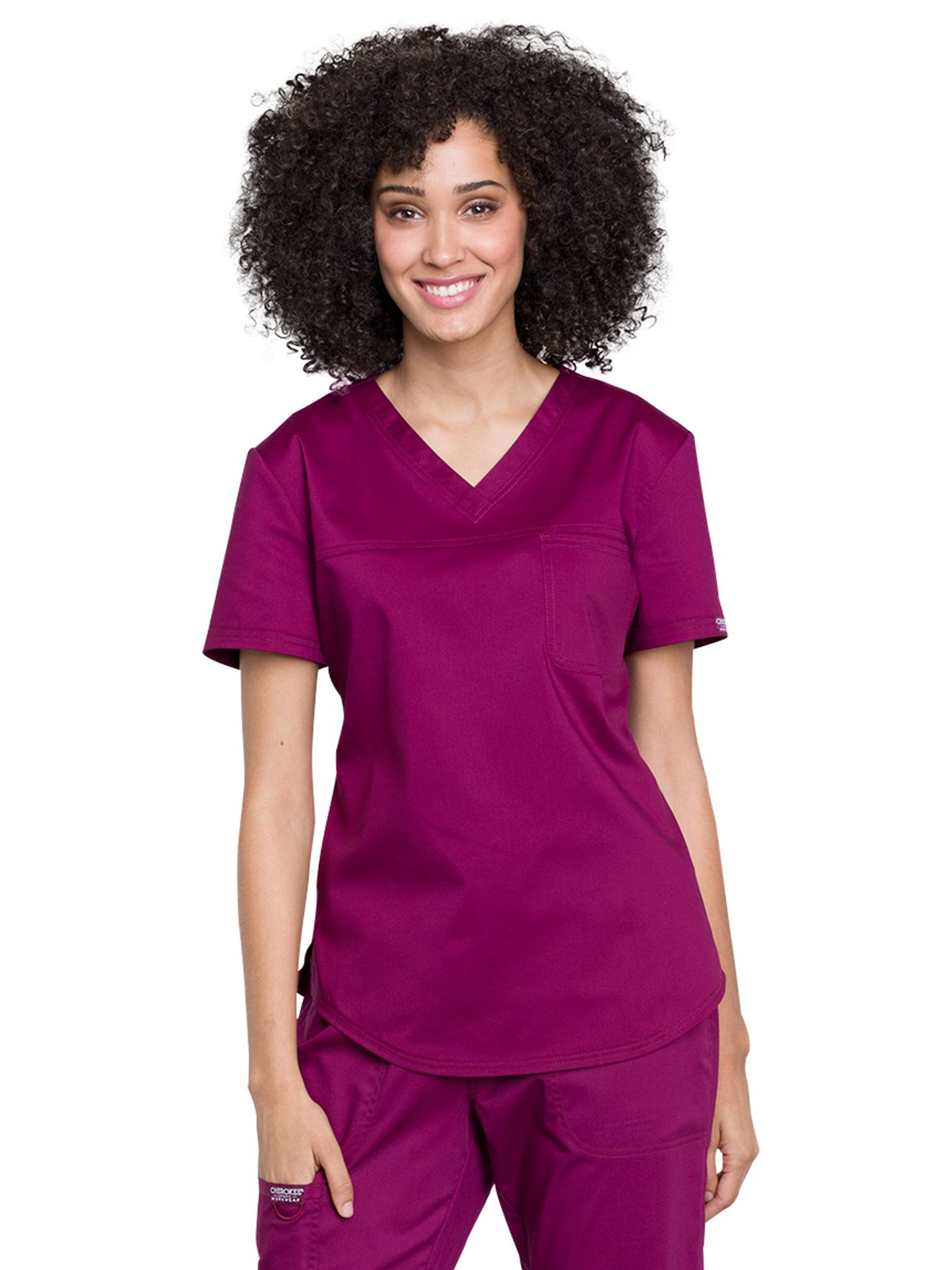 Cherokee - Workwear Revolution - Women's 1-Pocket Tuckable V-Neck O.R. Top 22