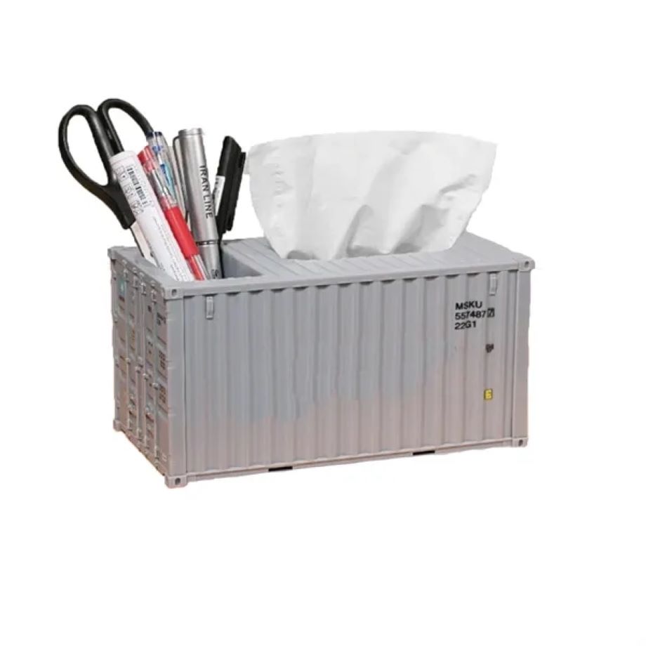Shipping Container Tissue Box Cover W/Pen Holder 2