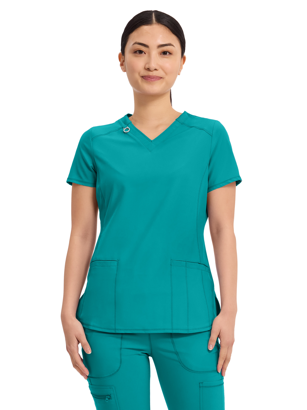 Infinity - Women's 2 Pocket Princess Seams V-Neck Top 31