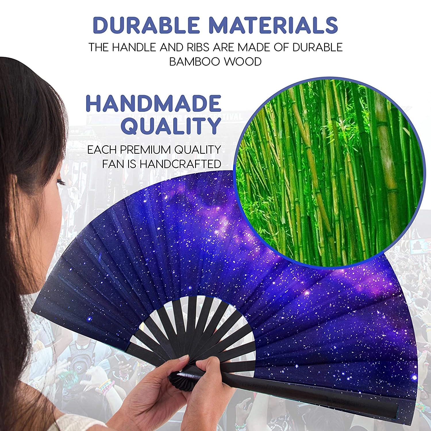 Large Folding Bamboo Fan 2
