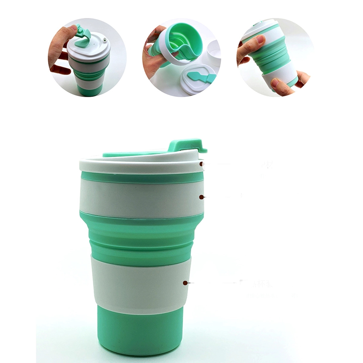 Silicone Portable Folding Water Cup With Lid 3