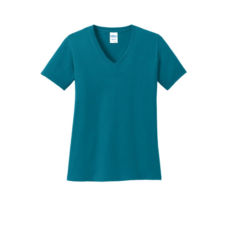 Port & Company Women's Core Cotton V-Neck Tee. 31