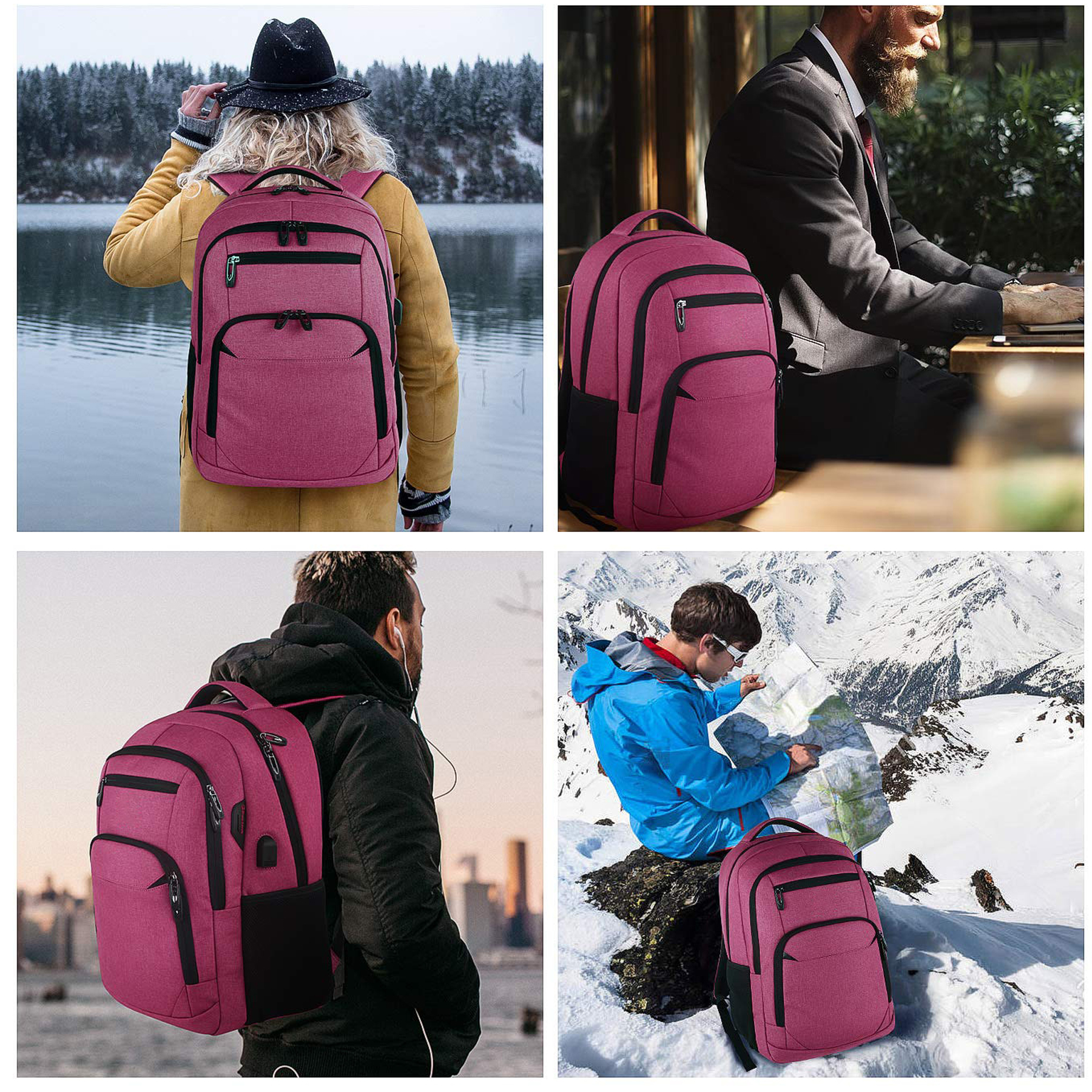 Anti-Theft Slim Business Travel Laptop Backpack 7