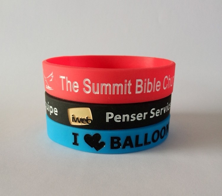 Debossed Logo with Color Fill Silicone Rubber Sports Wristband Bracelet 2