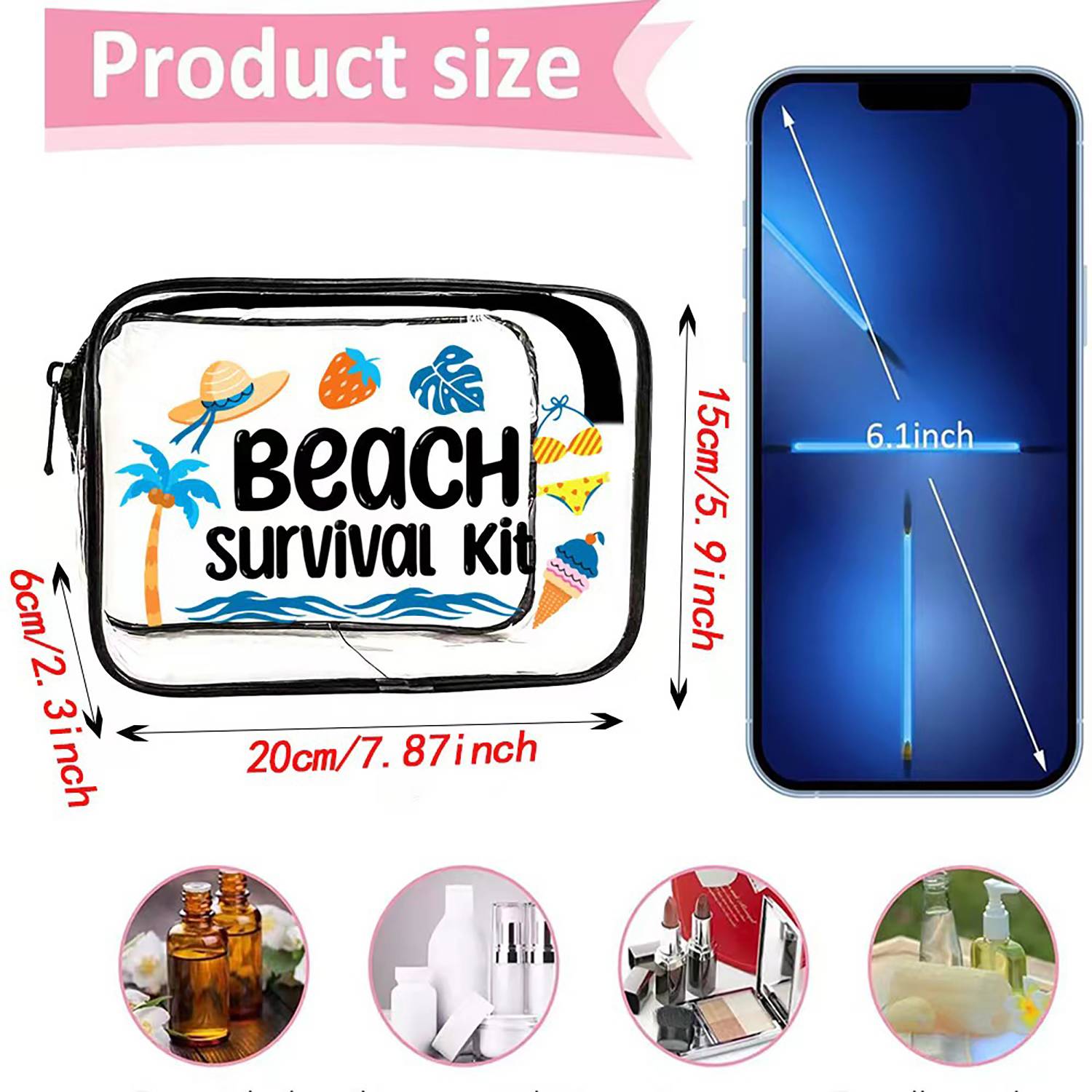 Transparent PVC Waterproof Beach Makeup Organizer Bag 7