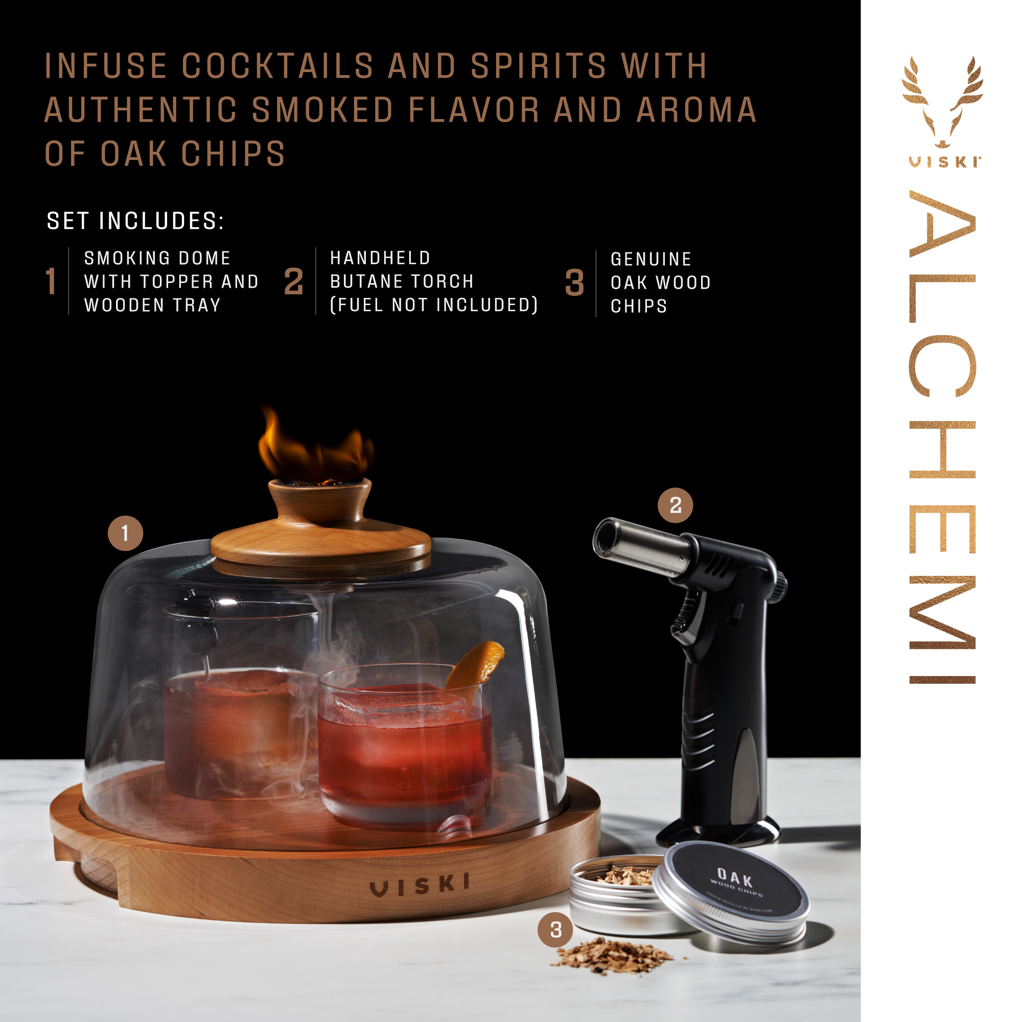 Viski® Alchemi Cocktail Smoking Dome 1