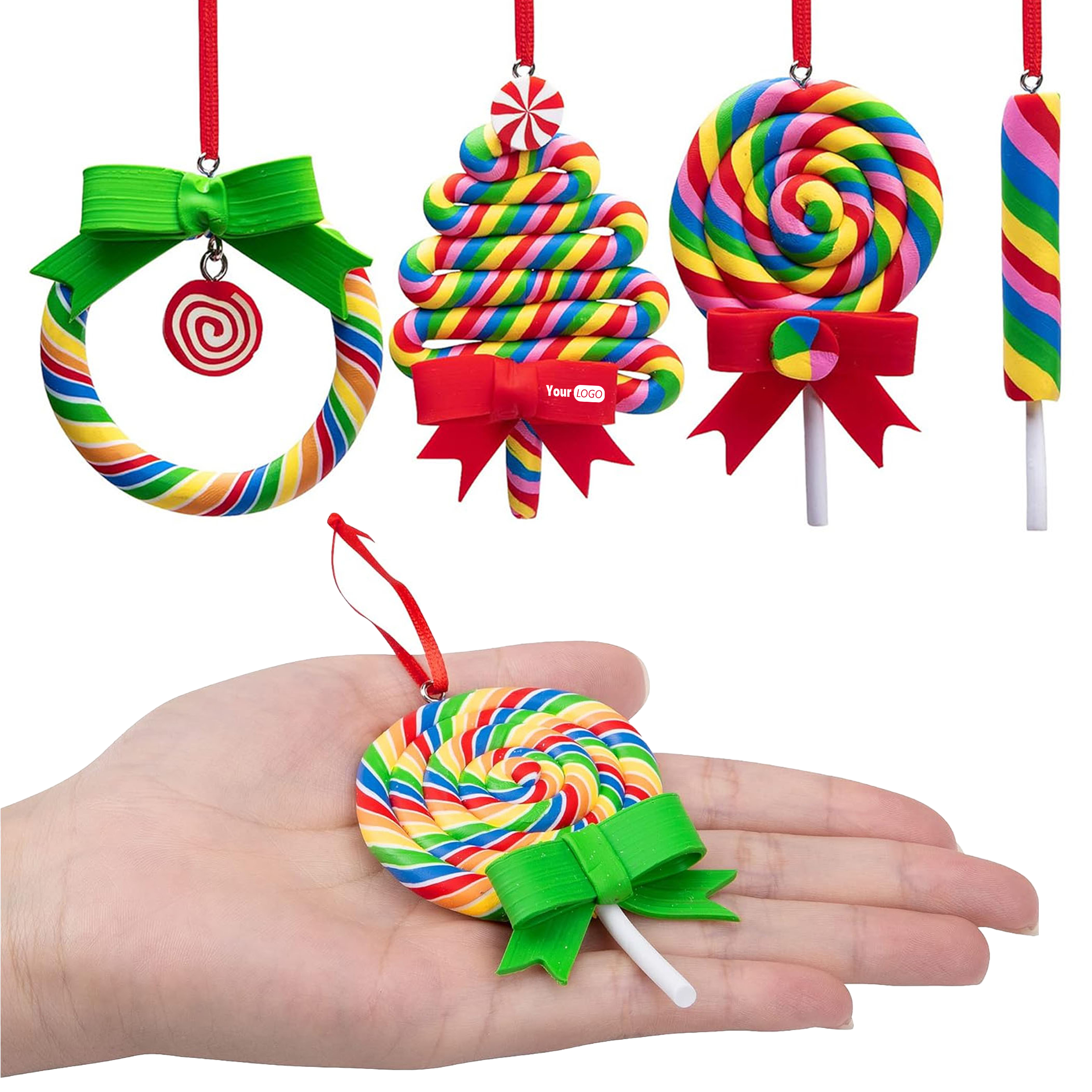 Polymer Clay Colorful Lollipop Christmas Ornament 3