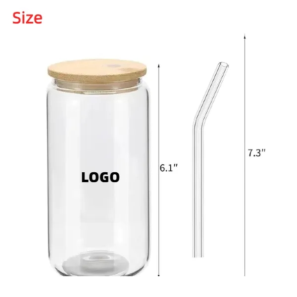 Glass Cups With Bamboo Lids And Straws 3