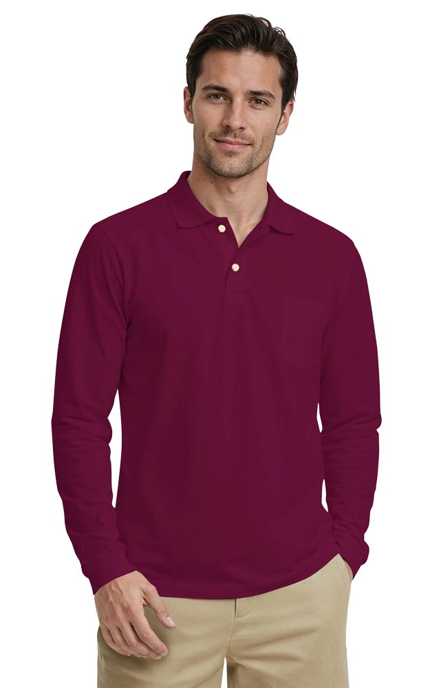 Adult Superblend L/S Pocketed Polo 58