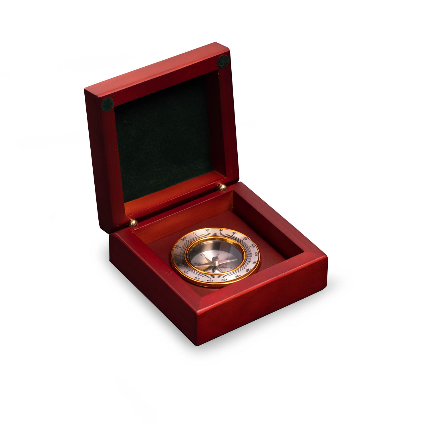 Brass Compass In Wooden Box 2