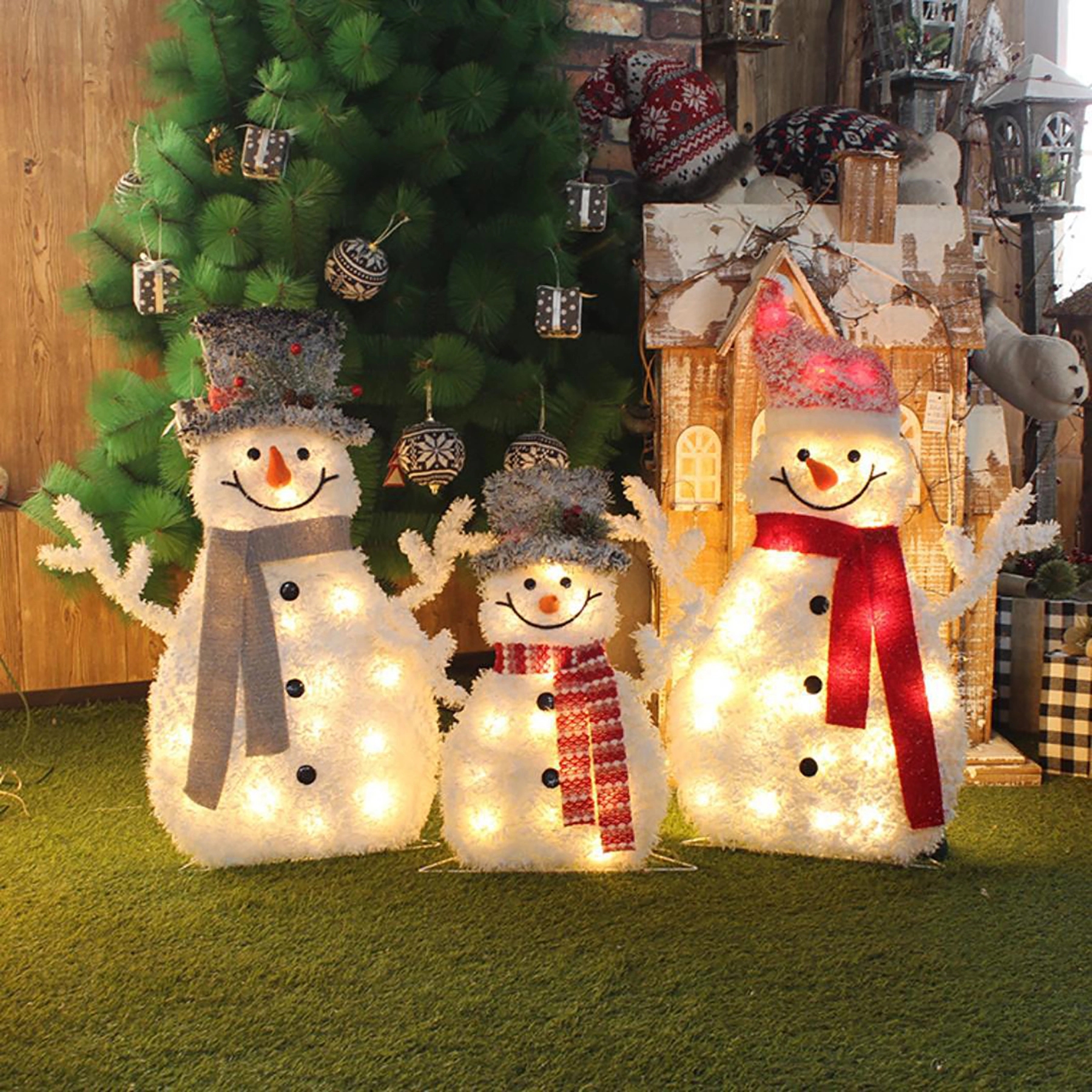 12 Led Light Up Snowman Family Set Of 3 1