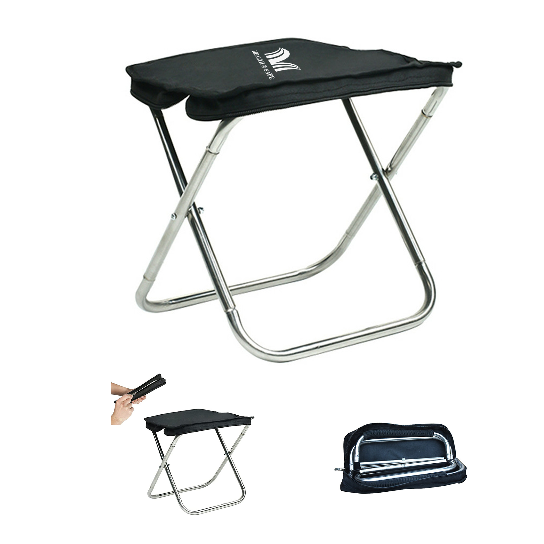 Portable Folding Stool Camping Chair with Storage Bag 2