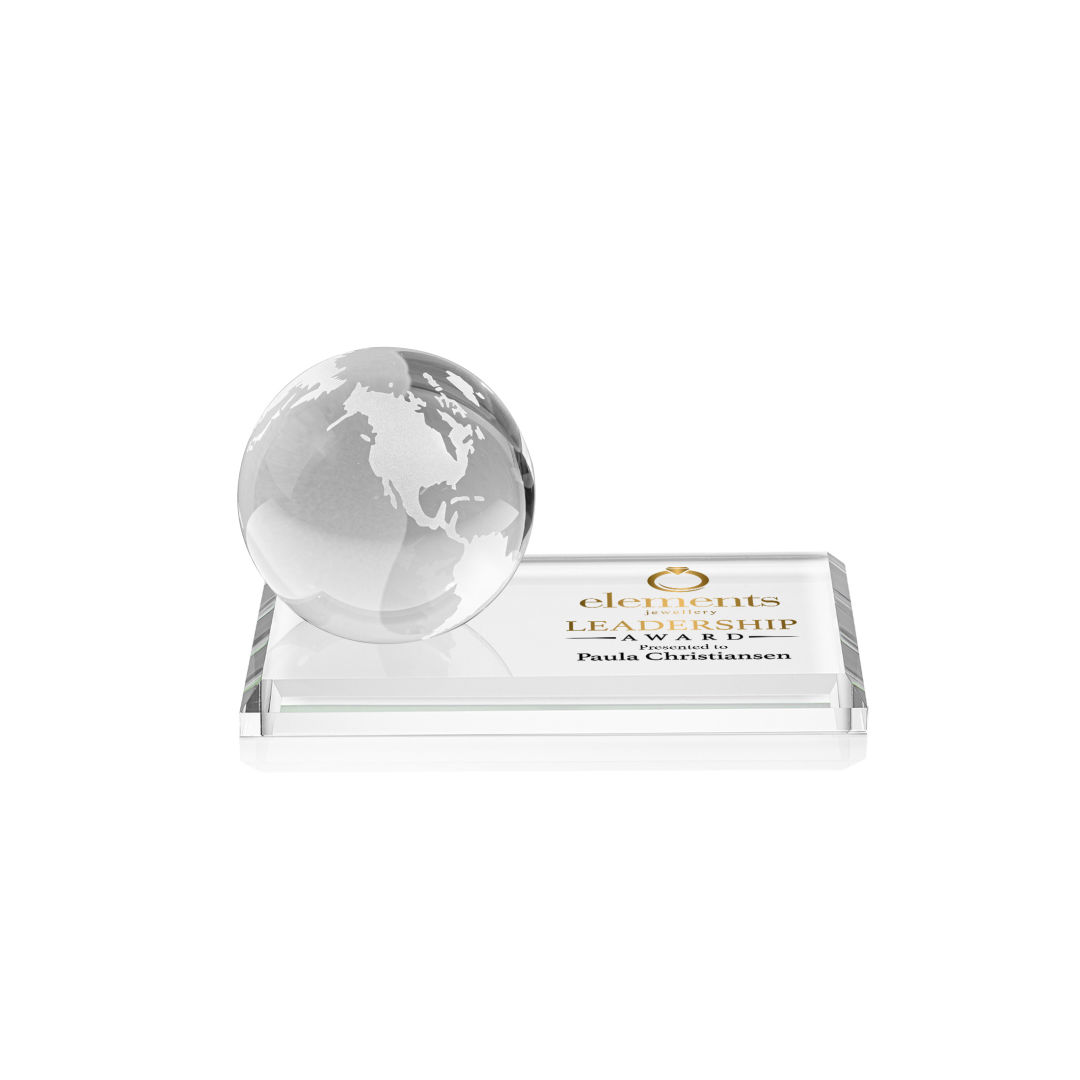 Globe VividPrint™ Award on Rectangle Base - Clear 11