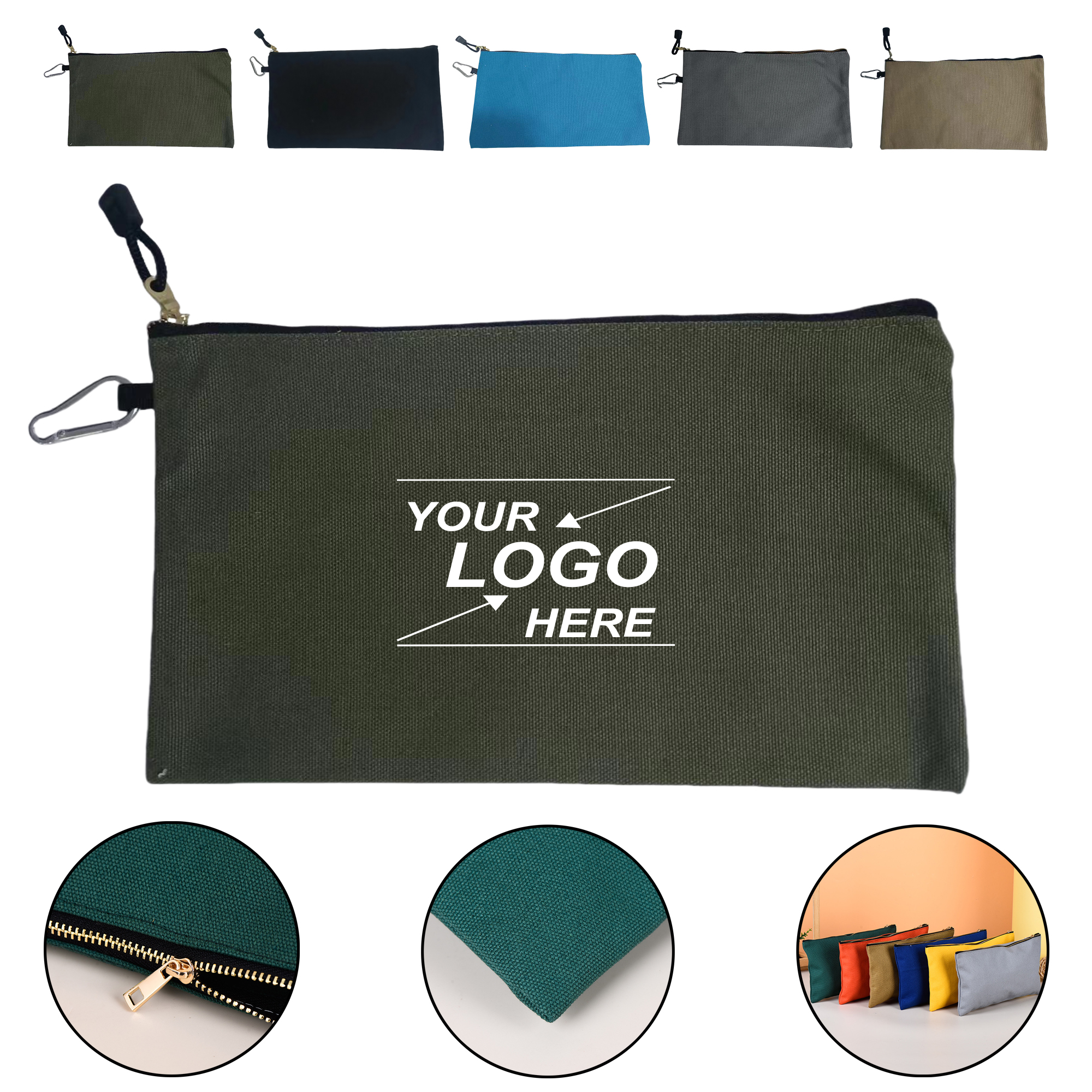 Customizable Canvas Metal Zipper Tool Kit Pouch for Stationery Makeup Travel Organizer 3
